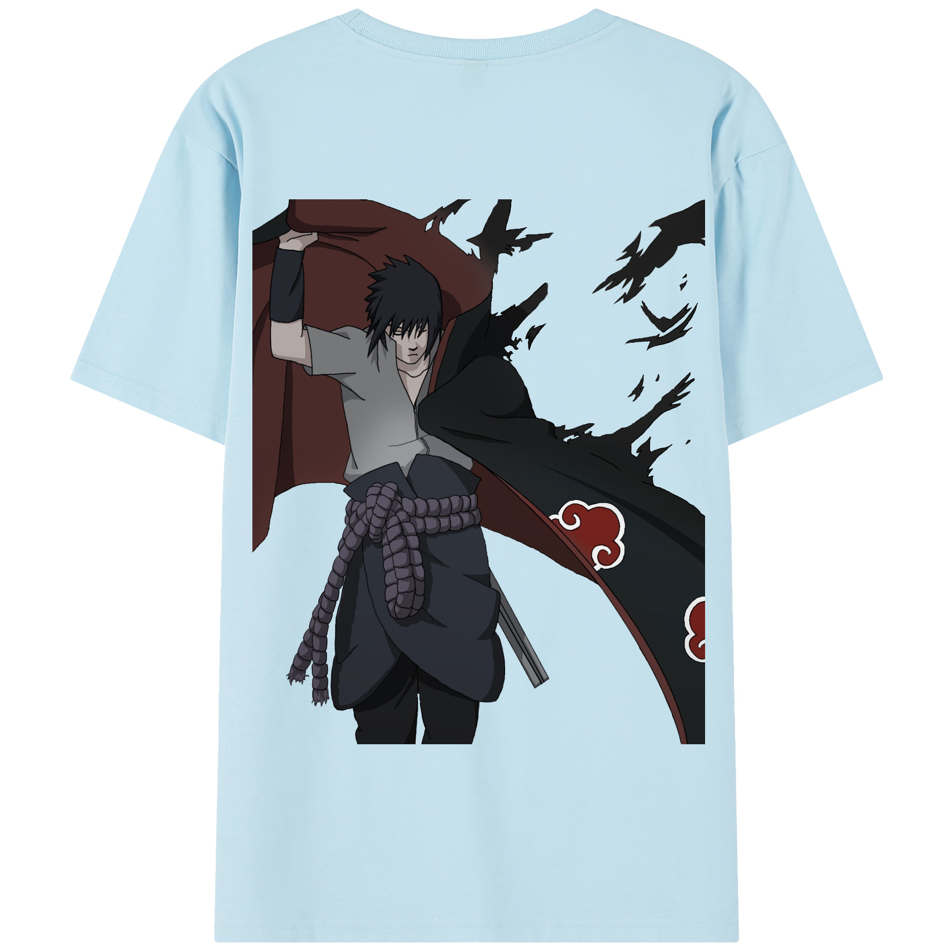 （画像用） NARUTO -ナルト- うちは サスケ Uchiha Sasuke 綿100％半袖Tシャツ（背面プリント）
